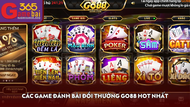 Các game đánh bài đổi thưởng Go88 hot nhất 