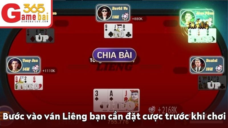 Bước vào ván Liêng bạn cần đặt cược trước khi chơi